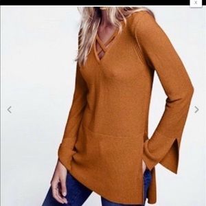 Free People Criss Cross Tunic Sweater